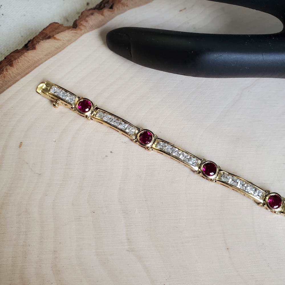 Sterling Silver 925 Ruby Bracelet - Picture 8 of 10
